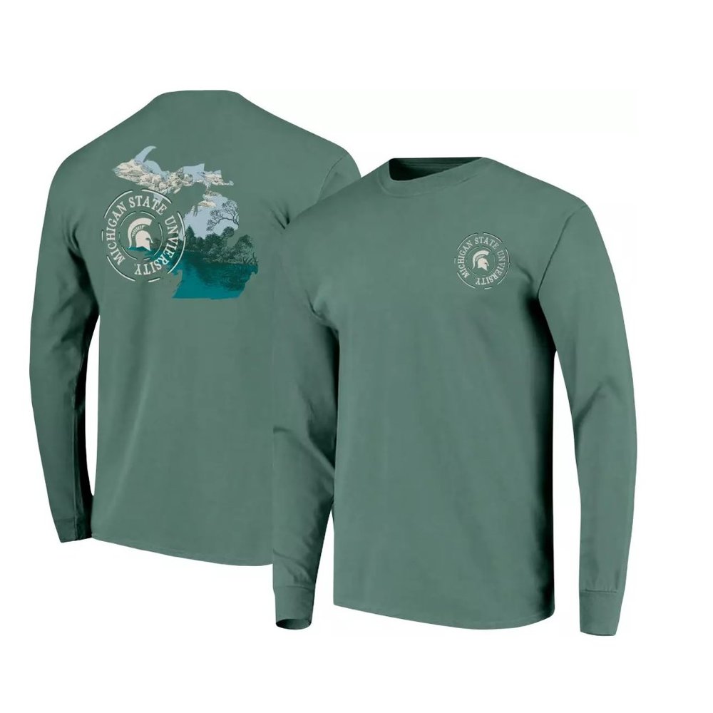 NWT Image One Men's Michigan State Spartans Green Long Sleeve T-Shirt 2XL 2D32